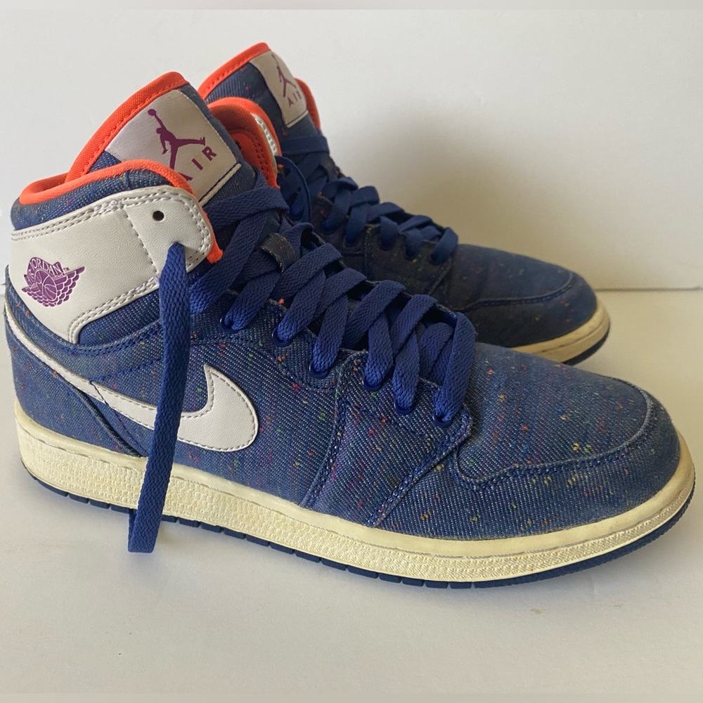 Nike Air Jordan Speckled Blue with Orange Trim